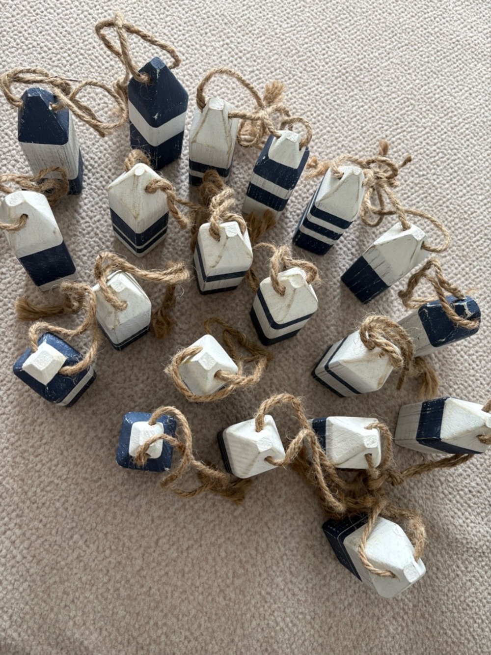 Nautical Wooden Buoy set - Navy Blue & White